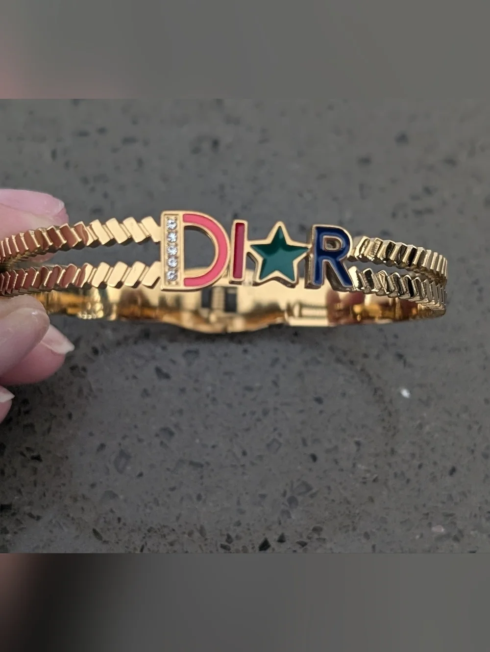 Gold-Tone Multicolor Letter & Star Bracelet DI🌟R - Picture 8 of 10